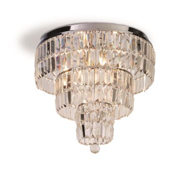 Searchlight Empire - plafonnier - Ø 50 x 42 cm - IP44 - chromé et transparent