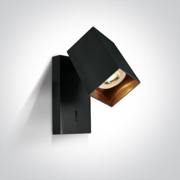 ONE Light Retro GU10 Spots - applique murale avec interrupteur - 7 x 13 x 2 cm - noir