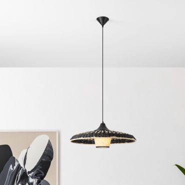 Nova Luce Capa - lampe suspendue - Ø 61 x 200 cm - naturel et noir