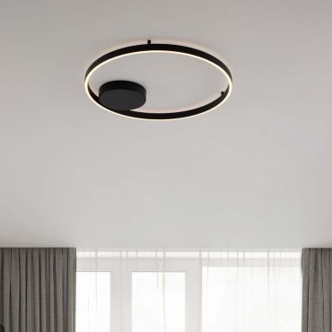 Nova Luce Hedra - plafonnier - Ø 60 x 5 cm - 60W dimmable LED inclus - noir sablé
