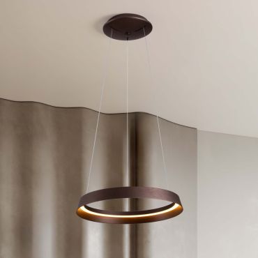 Nova Luce Ormi - lampe suspendue - Ø 45 x 150 cm - 38W dimmable LED inclus - brun café brossé