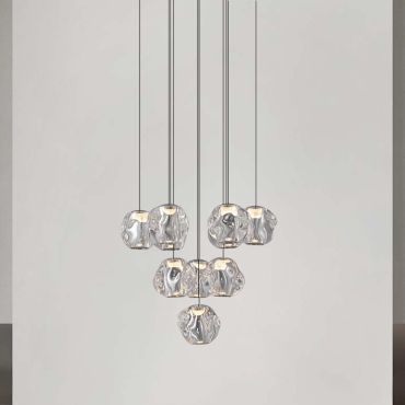 Nova Luce Ifos - lampe suspendue - Ø 40 x 220 cm - 48W dimmable LED inclus - noir sablé et métal chromé