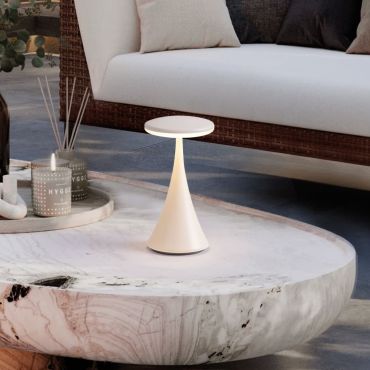 Nova Luce Elbo - lampe de table rechargeable pour extérieur - Ø 9 x 17 cm - 2W dimmable LED inclus - IP54 - blanc sablé