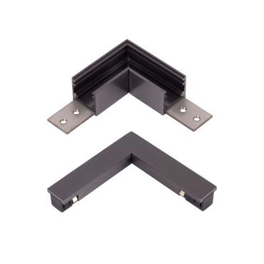 Lucide Linial - système de rails magnétiques - profilé d’angle horizontal &amp; connecteur électrique - 9 x 9 x 1,8 cm - noir chrome mat