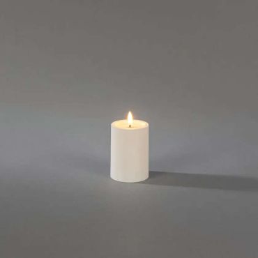 Konstsmide - Bougie LED en bloc sur piles avec flamme vacillante - Ø 7 x 10 cm - IP44 - blanc