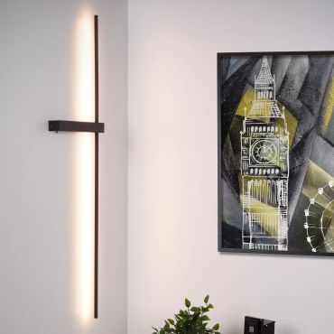 Lucide Segin - applique murale - 90 x 22 x 20 cm - 10W LED inclus - noir