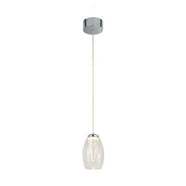 Searchlight Cyclone - lampe suspendue - Ø 11,5 x 120 cm - 6W LED inclus - chrome et transparent