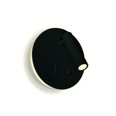 ONE Light Dark Light Cylinders - spot mural avec interrupteur - Ø 14,8 x 3,2 cm - 3W + 5W LED inclus - noir