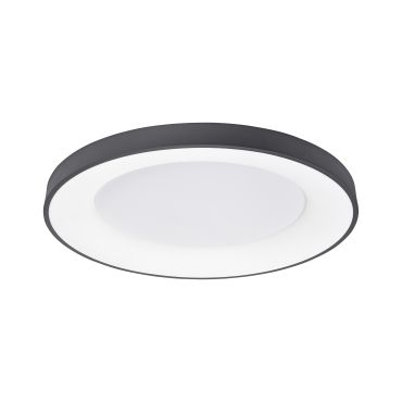 Nova Luce Rando Thin - plafonnier - Ø 60 x 9 cm - 50W LED dimmable inclus - noir sable - couleur blanc chaud