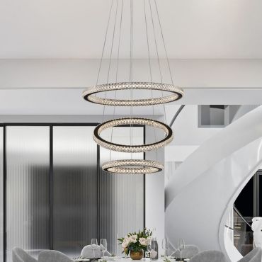Nova Luce Ginevra - suspension - Ø 51 x 120 cm - 69W LED dimmable inclus - noir sable