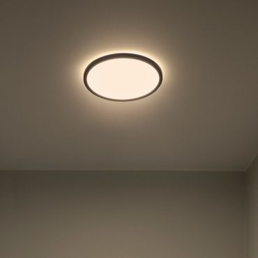 Nordlux Oja - plafonnier - Ø 29,4 x 2,3 cm - 17W LED dimmable inclus (3000K/4000K) - IP54 - noir