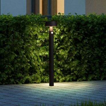 Nova Luce Chiaro - borne de jardin solaire - Ø 17 x 90 cm - LED 1 W incluse - IP54 - noir sablé