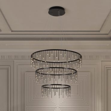 Nova Luce Stellar - lampe suspendue - Ø 80 x 200 cm - 72W dimmable LED inclus - noir chromé