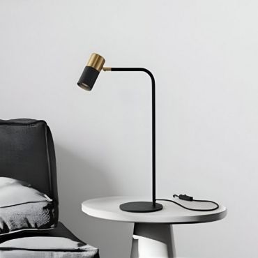 Nova Luce Pongo - lampe de table avec interrupteur et prise USB - Ø 16 x 55 cm - noir sable et or