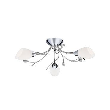 Searchlight Gardenia - plafonnier - 60 x 20 cm - chrome et opale
