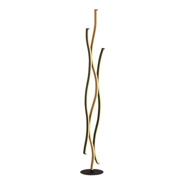 Searchlight Bloom - lampadaire - Ø 20 x 139 cm - 3 niveaux de gradation - 32W LED inclus - noir et effet bois