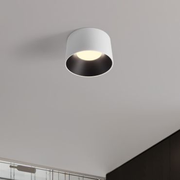 Nova Luce Atil - plafonnier - Ø 35 x 22 cm - 24W LED inclus - blanc sablé et noir