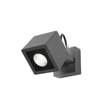 Nova Luce Focus - spot extérieur en saillie - 8,5 x 14 x 12 cm - 6W LED inclus - IP54 - gris foncé