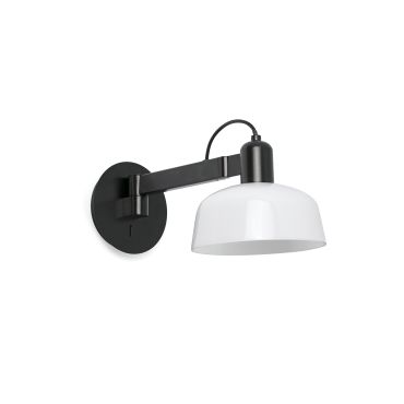 Faro Tatawin - applique - Ø 18,4 x 38 x 15 cm - noir satiné et blanc brillant