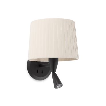Faro Samba - applique murale avec interrupteur - 21,5 x 19 x 17,3 cm - 3W LED inclus - noir et beige