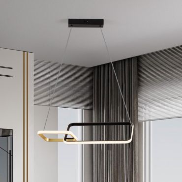 Nova Luce Imar - lampe suspendue - 54 x 150 x 30 cm - 36W dimmable LED inclus - noir sablé et or