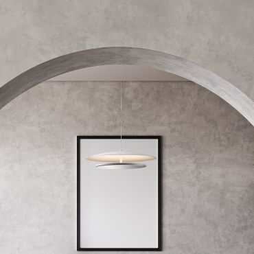 Nova Luce Olos - lampe suspendue - Ø 50 x 120 cm - 37W dimmable LED inclus - blanc sablé et miroir chromé