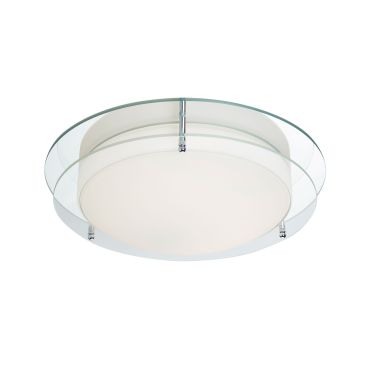 Searchlight Bathroom Flush - plafonnier de salle de bains - Ø 38 x 11 cm - 20W LED inclus - IP44 - chrome