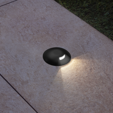 Century Italia Argo - spot au sol avec 1 fenêtre - Ø5,8 x 6,5 cm - 0,75W LED inclus - 3000K - IP67 - noir
