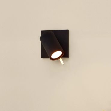 Lucide Grony - spot en saillie - 10 x 10 x 15 cm - 5W LED dimmable inclus - noir
