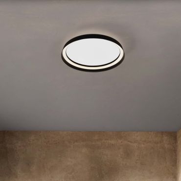 Nova Luce Ormi - plafonnier - Ø 45 x 7 cm - 38W dimmable LED inclus - noir sablé