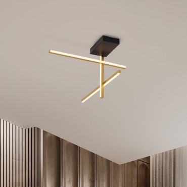 Nova Luce Antama - plafonnier - 51 x 31 x 51 cm - 26W dimmable LED inclus - noir sablé et or