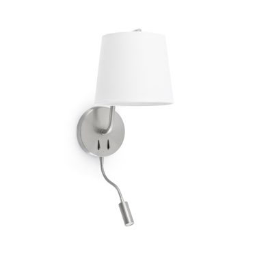 Faro Berni - applique murale avec interrupteur - 20 x 29 x 57 cm - 3W LED inclus - nickel satiné