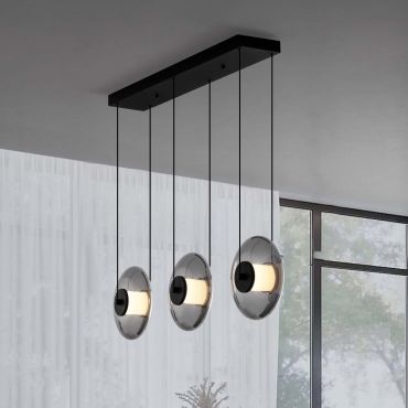 Nova Luce Ballet - lampe suspendue - 85 x 169 x 26 cm - 24W dimmable LED inclus - noir sablé et gris fumé