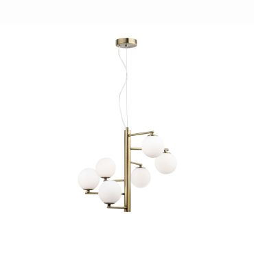Nova Luce Agrigento - lampe suspendue - Ø 45 x 150 cm - opale et laiton antique