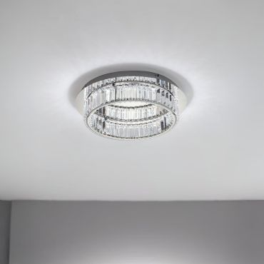 Nova Luce Aurelia - plafonnier - Ø 50 x 12 cm - 29W LED dimmable inclus - chrome