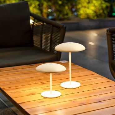 New Garden Sardinia 30 - lampe de table rechargeable - Ø 15 x 16 cm / Ø 15 x 28 cm - 3,5W LED dimmable inclus - IP44 - blanc