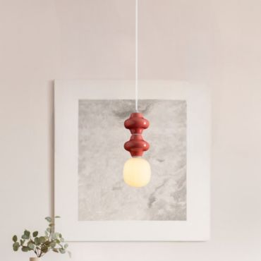 Nova Luce Clio - lampe suspendue - Ø 18 x 215 cm - rouge, blanc et verre opale
