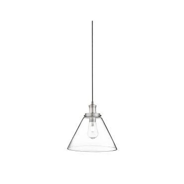 Searchlight Pyramid - lampe suspendue - Ø 29 x 100 cm - transparent et argent satiné