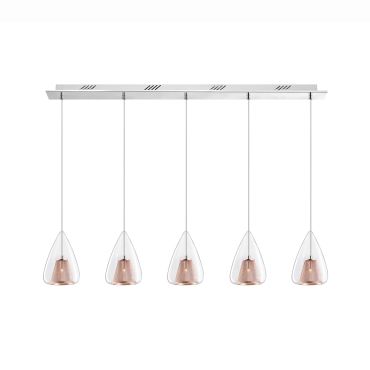 Nova Luce Hugo - lampe suspendue - 112 x 120 cm - or rose et chrome