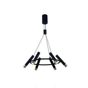 Searchlight Cylinder - lampe suspendue - Ø 70 x 130 cm - 20,4W LED dimmable inclus - noir et or