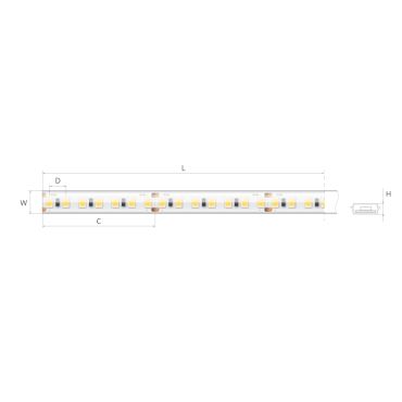 Bande LED KLUS - largeur 1,07 cm, longueur 500 cm - 24Vdc - dimmable - 5W par mètre - 140 LED par mètre - IP65 - uniquement compatible avec certains profils KLUS - 3000K