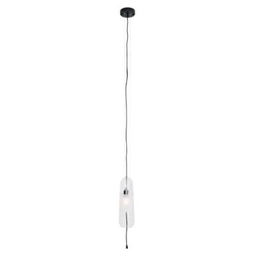 Maxlight Mauri - lampe suspendue - Ø 12,5 x 180 cm - noir et verre transparent