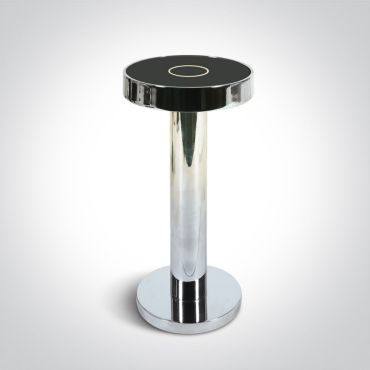 ONE Light Portable Table Light - lampe de table extérieure - rechargeable via câble USB - Ø 9 x 20 cm - 2,5W dimmable LED inclus - IP65 - chrome