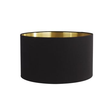 Searchlight Velvet Drum - abat-jour - Ø 40 x 24 cm - noir et or