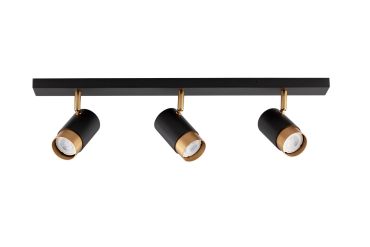 Nova Luce Pogno - spot en saillie 3L - 60 x 6 x 12,5 cm - noir sable et or