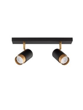Nova Luce Pogno - spot en saillie 2L - 35 x 6 x 12,5 cm - noir sable et or