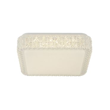 Searchlight Flush - plafonnier - 28 x 28 x 8,5 cm - 18W LED dimmable inclus - blanc et transparent