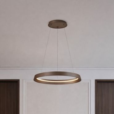 Nova Luce Ormi - lampe suspendue - Ø 60 x 150 cm - 52W dimmable LED inclus - brun café brossé
