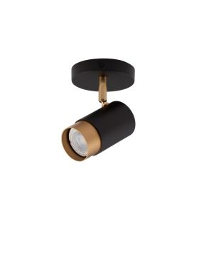 Nova Luce Pogno - spot en saillie 1L - Ø 10 x 14 cm - noir sable et or