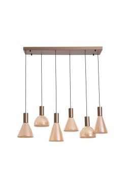 Searchlight Cannes - suspension - 96 x 32 x 150 cm - LED dimmable 41W incl. - brun café et ambre